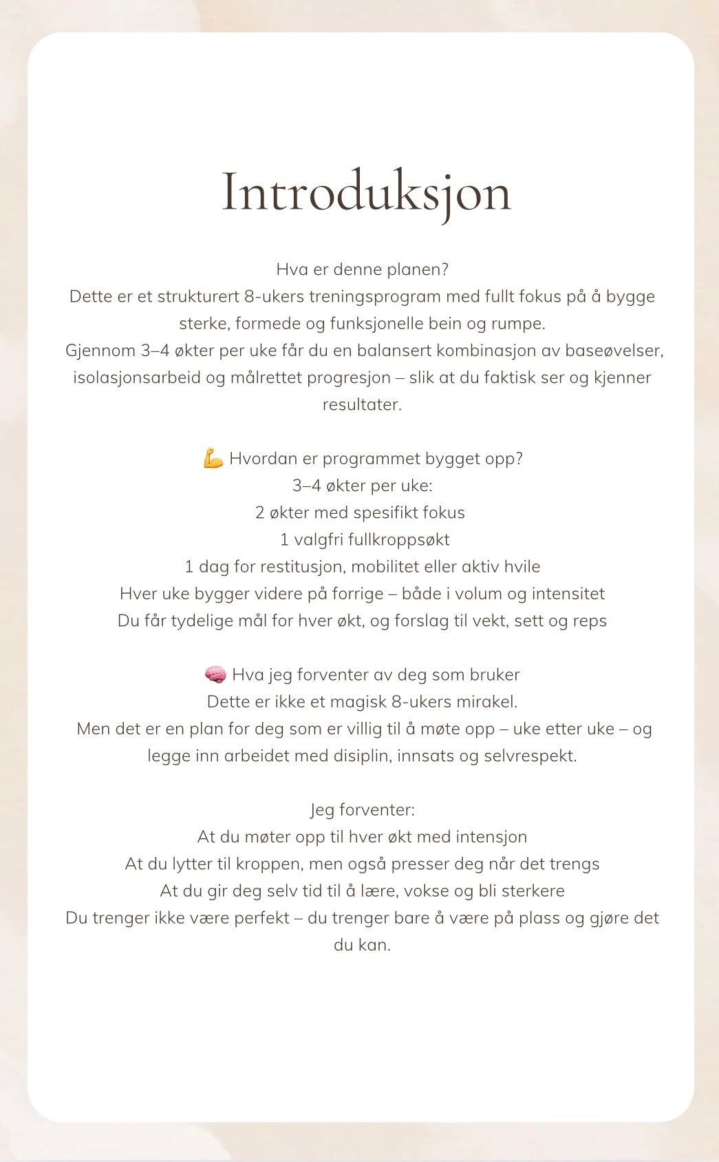 8-UKERS TRENINGSPROGRAM – BEN & RUMPE